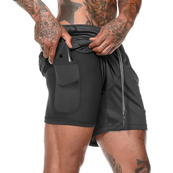 Men's Sport Shorts cool Sportswear Double-deck Running Shorts Summer 2 In 1 Casual Bottoms Fitness Training Jogging Short Pants - Image 3