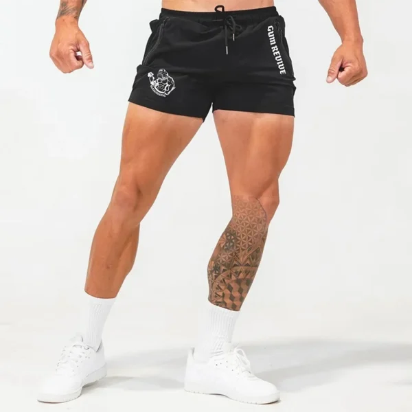 Men's Printed Shorts Summer Quick Dry Side Double Zipper Pockets Design Running Basketball Training Gym Shorts - Image 3