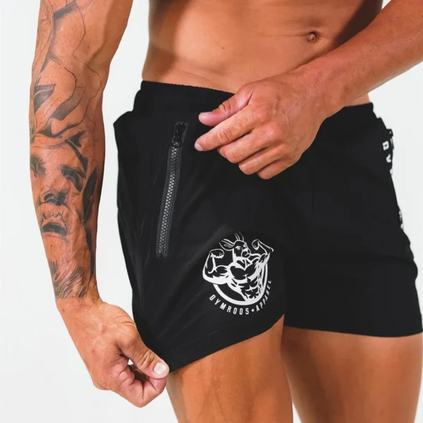 Men's Printed Shorts Summer Quick Dry Side Double Zipper Pockets Design Running Basketball Training Gym Shorts - Image 2